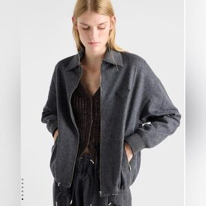 NWT Prada Wool and Cashmere Blouson Jacket in Slate Gray Size XS $3,650